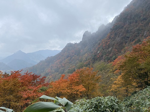 石鎚山の紅葉と遠くの山