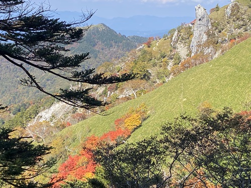 剣山遊歩道から見える大劒神社の大岩