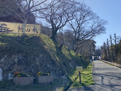 館山城の石垣と道