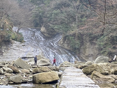 粟又の滝を遊歩道から見る風景