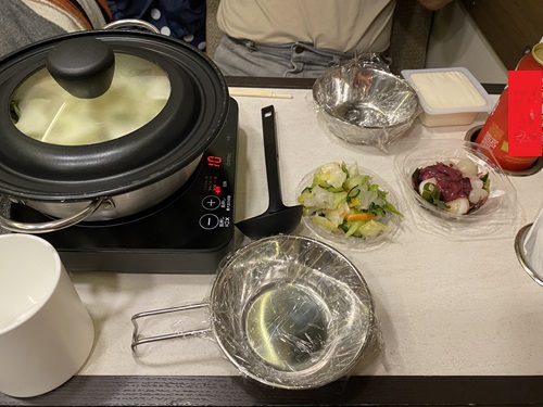 道の駅おおゆの鍋の晩御飯