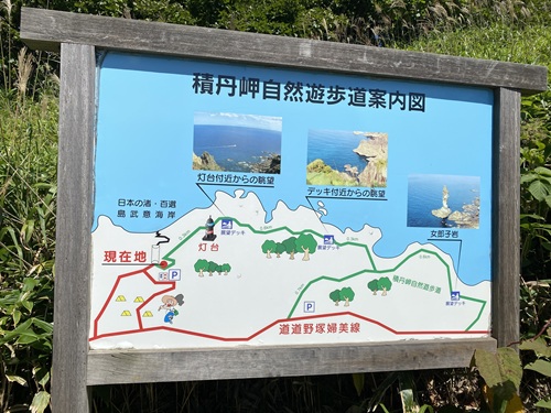 積丹岬自然歩道の案内板