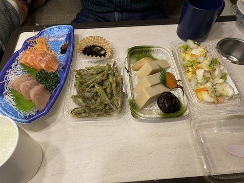 刺身など小豆島オリーブ公園の晩御飯