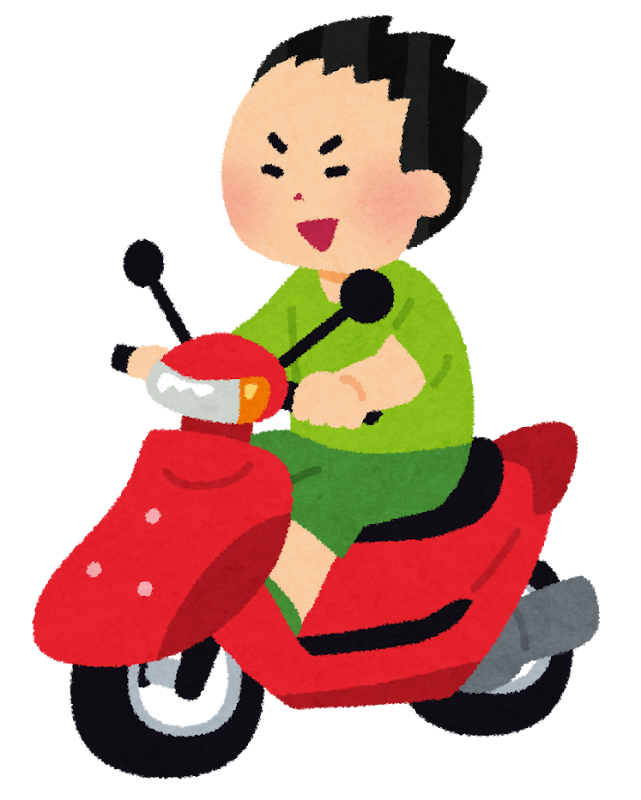 バイクで走る人