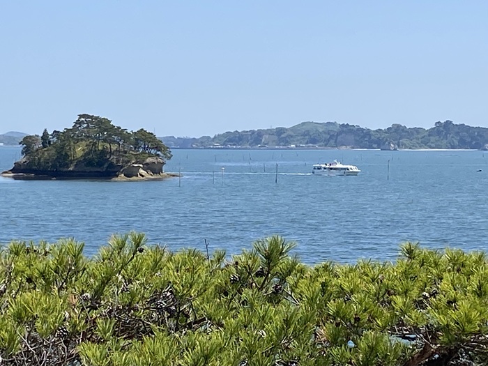 島の遊覧船が浮かぶ松島の海