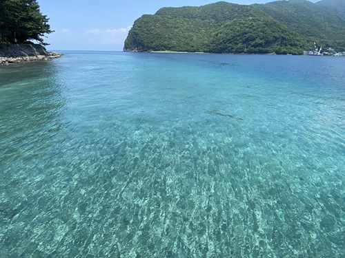 見は様岬の透明な青い海