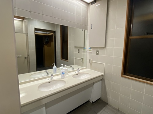 清津峡第一駐車場近くの公衆トイレの洗面台