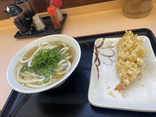 たも屋の海老天とかけうどん