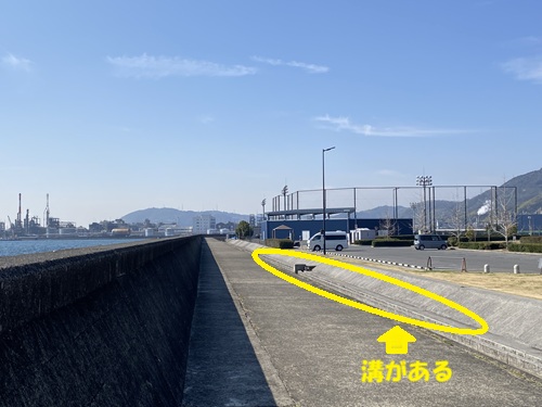 晴海臨海公園の堤防と駐車場