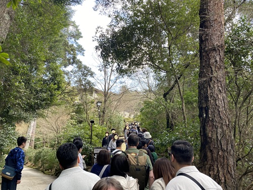 宮島ロープウェイに並ぶ人たち