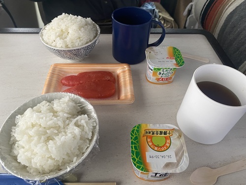 佐渡でご飯とたらこの朝ごはん